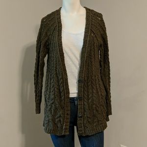 Free People Montana Hunter Green Cable Knit Sweater